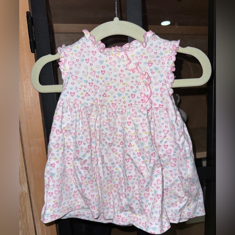 Kissy Kissy baby girl pima cotton dress hearts print ruffles sleeveless pastel
